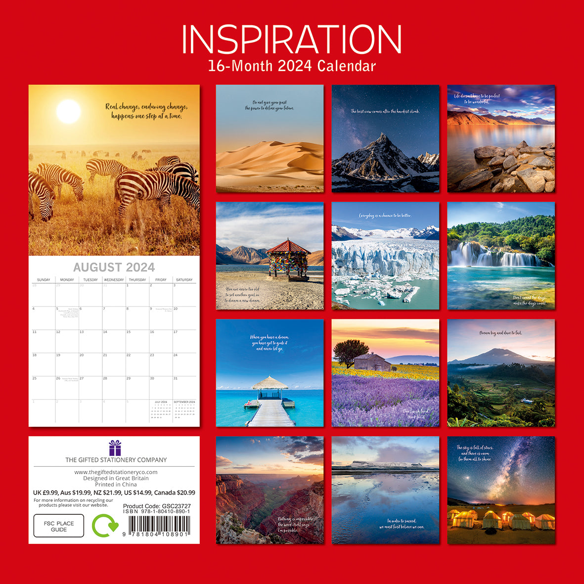 Inspiration - 2024 Square Wall Calendar 16 Month Planner Christmas New Year Gift