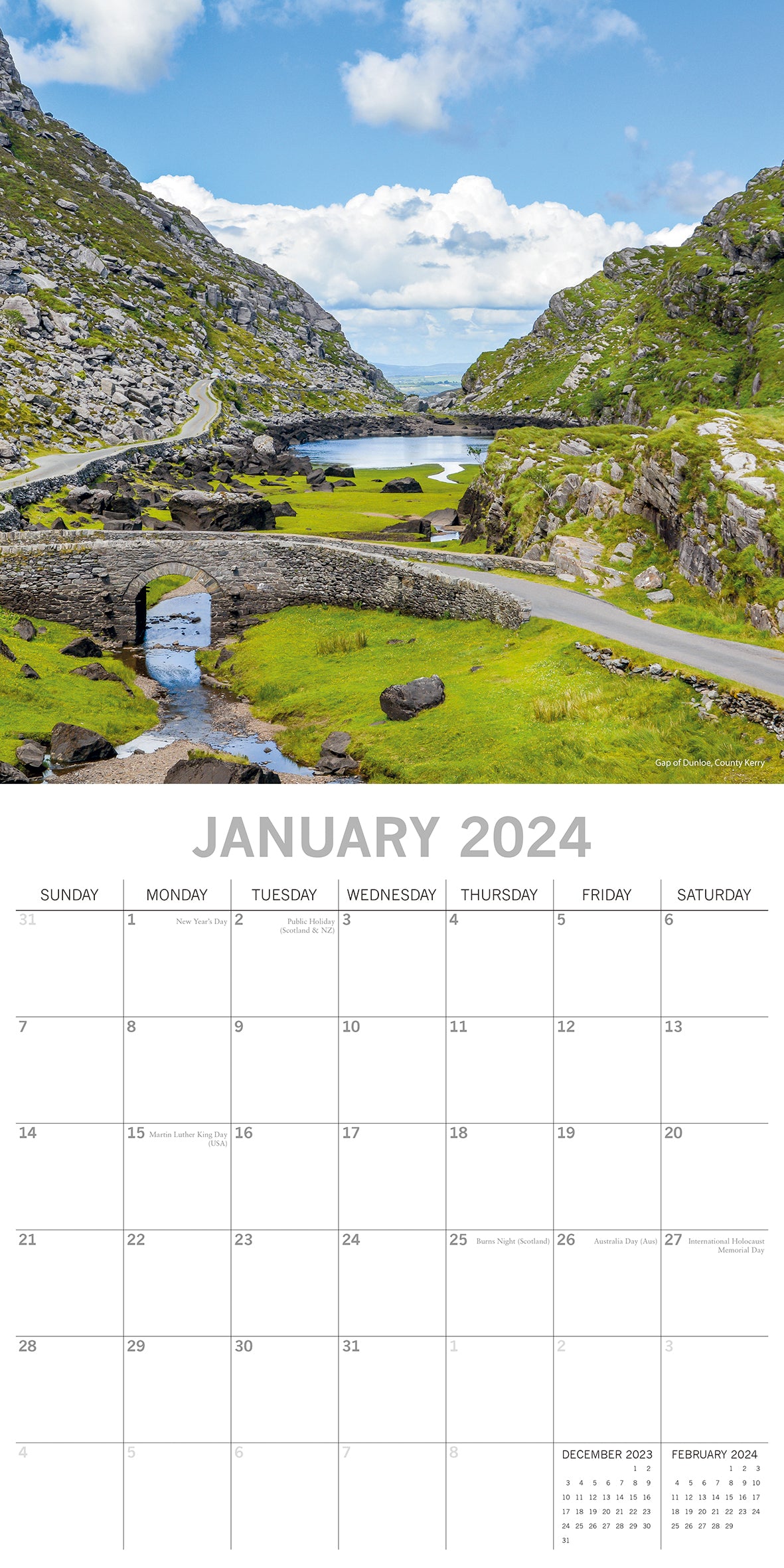 Ireland - 2024 Square Wall Calendar 16 Months Premium Planner Xmas New Year Gift