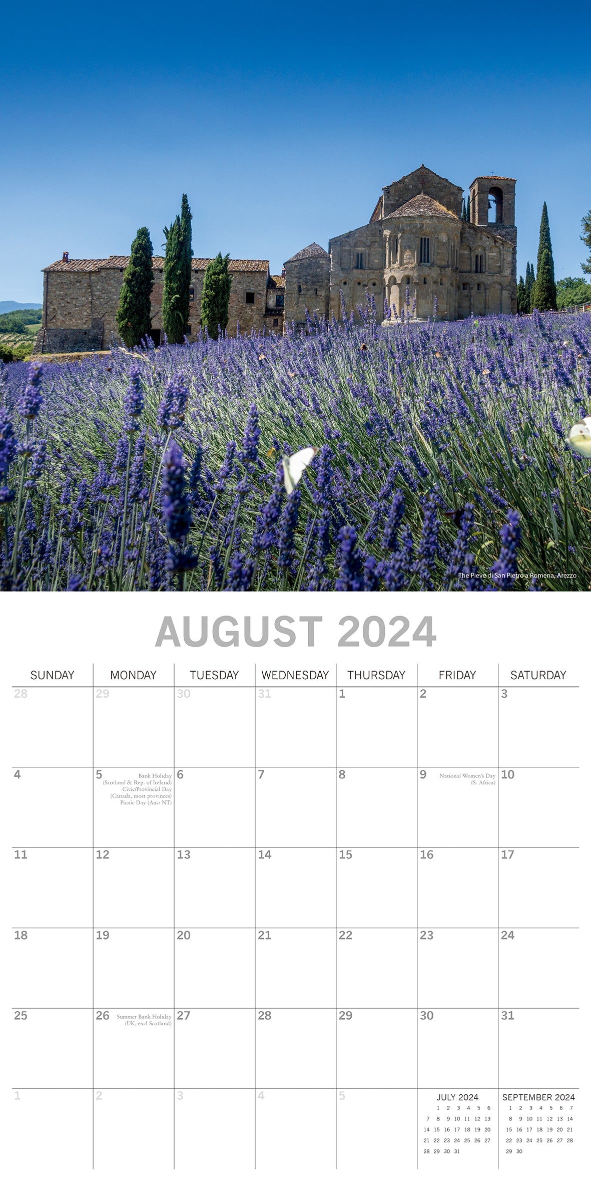 Tuscany - 2024 Square Wall Calendar 16 Months Premium Planner Xmas New Year Gift