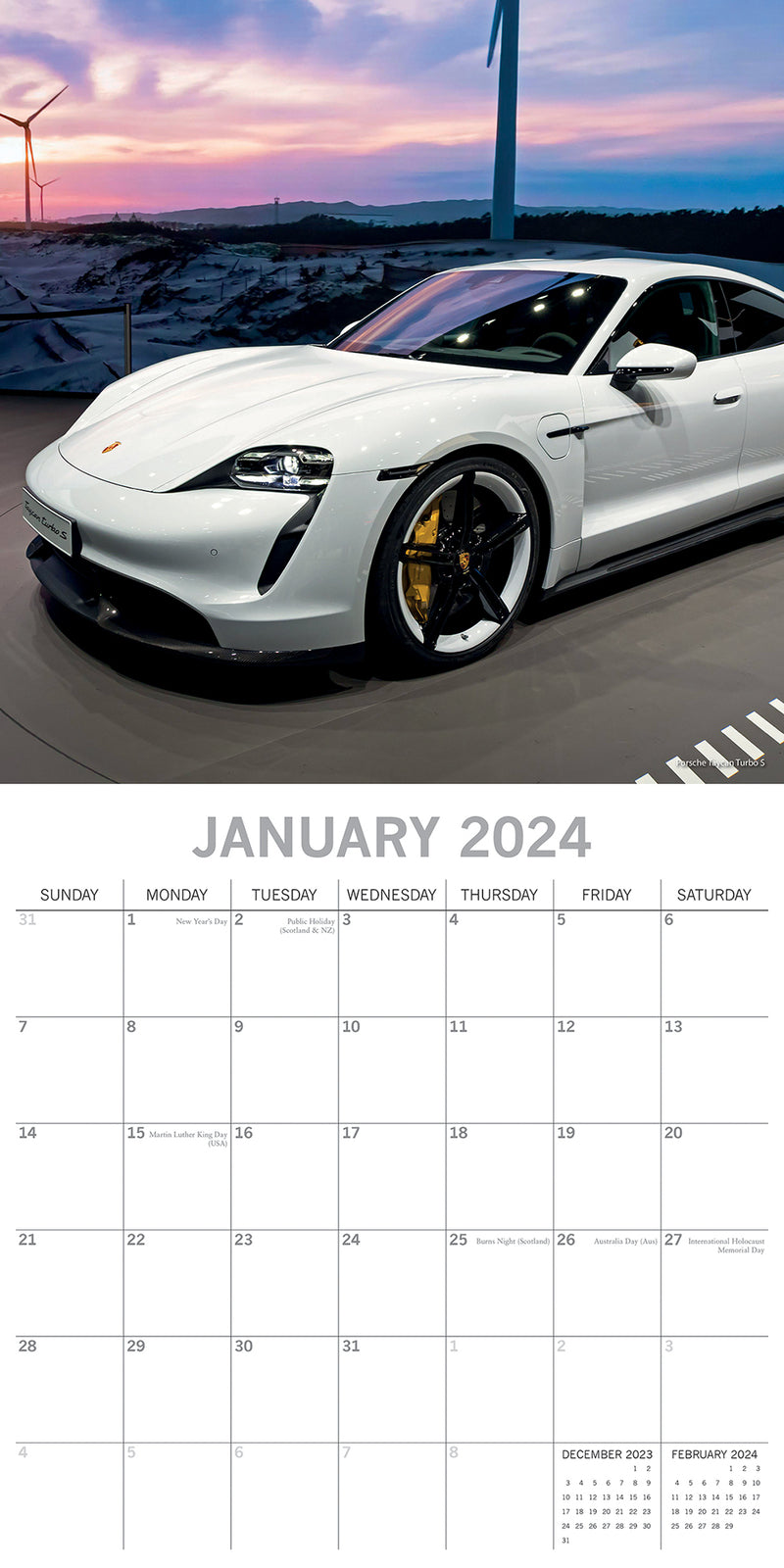 Porsche - 2024 Square Wall Calendar 16 Months Premium Planner Xmas New Year Gift