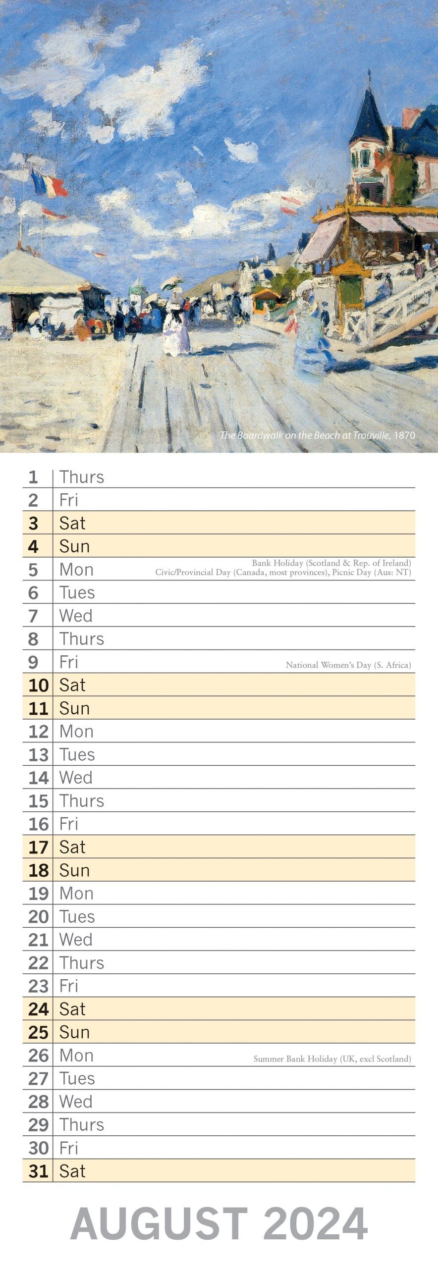 Monet - 2024 Slimline Slim Wall Calendar Hanging Planner New Year Gift
