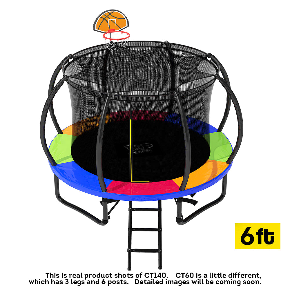 POP MASTER Curved Trampoline 5 Year Warranty Only For Frame With PE Sunshade Cover - 6FT