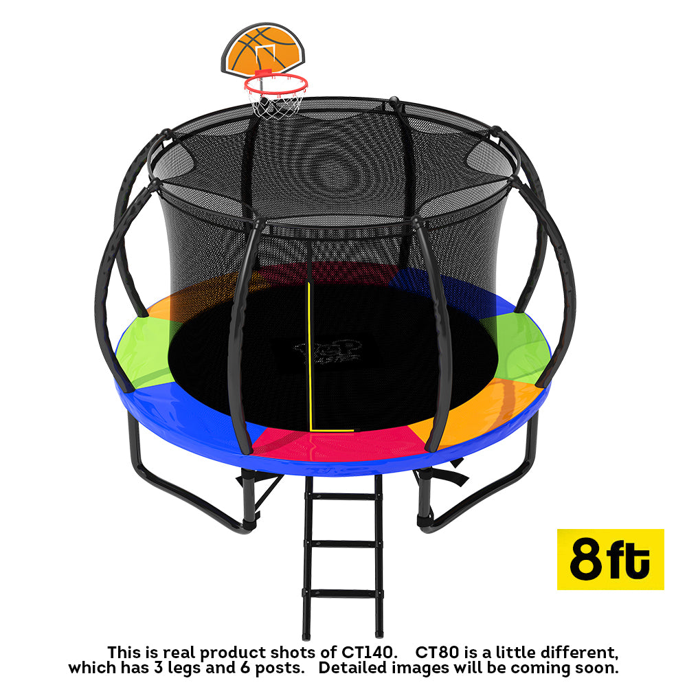 POP MASTER Curved Trampoline 5 Year Warranty Only For Frame With PE Sunshade Cover - 8FT