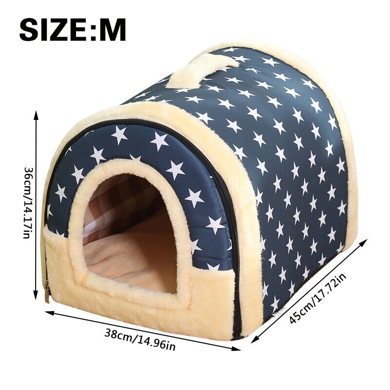 Pet Dog Cat House Kennel Soft Igloo Bed Cave Puppy Doggy Fashion Warm Cushion "Size":"M"