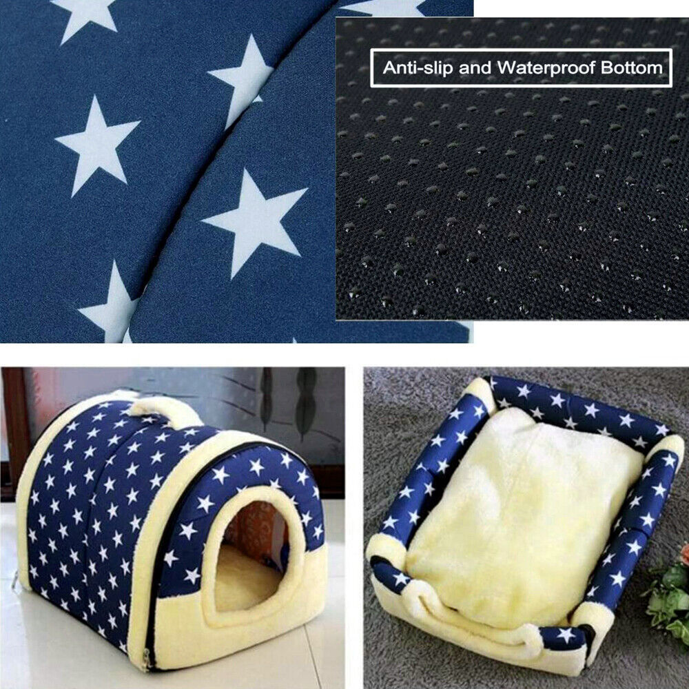 Pet Dog Cat House Kennel Soft Igloo Bed Cave Puppy Doggy Fashion Warm Cushion "Size":"M"