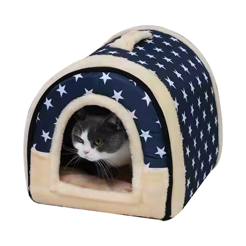 Pet Dog Cat House Kennel Soft Igloo Bed Cave Puppy Doggy Fashion Warm Cushion "Size":"M"