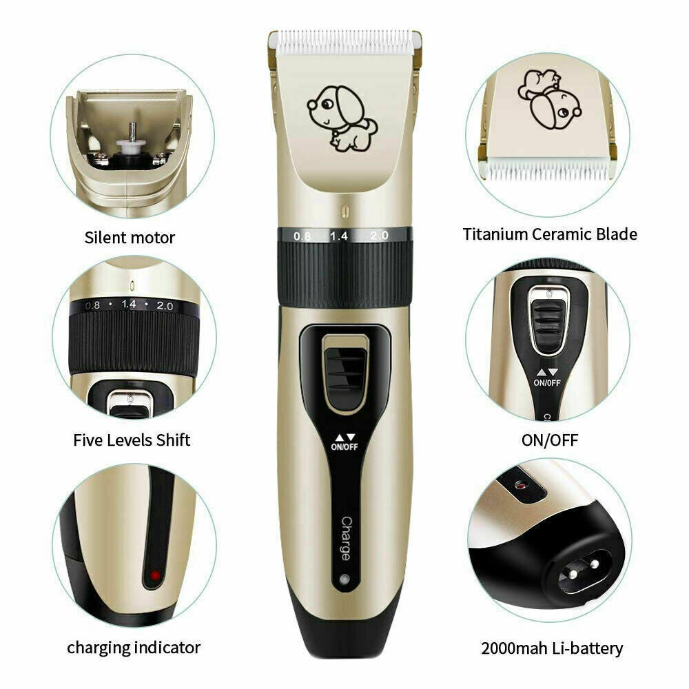 Cat Dog Pet Clippers Hair Electric Clipper Grooming Trimmer Shaver Cordless Kit