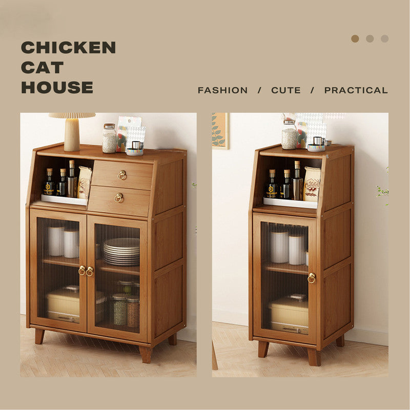 Modern Bamboo Kitchen Sideboard Storage Cabinet Cupboard Tea Cabinet