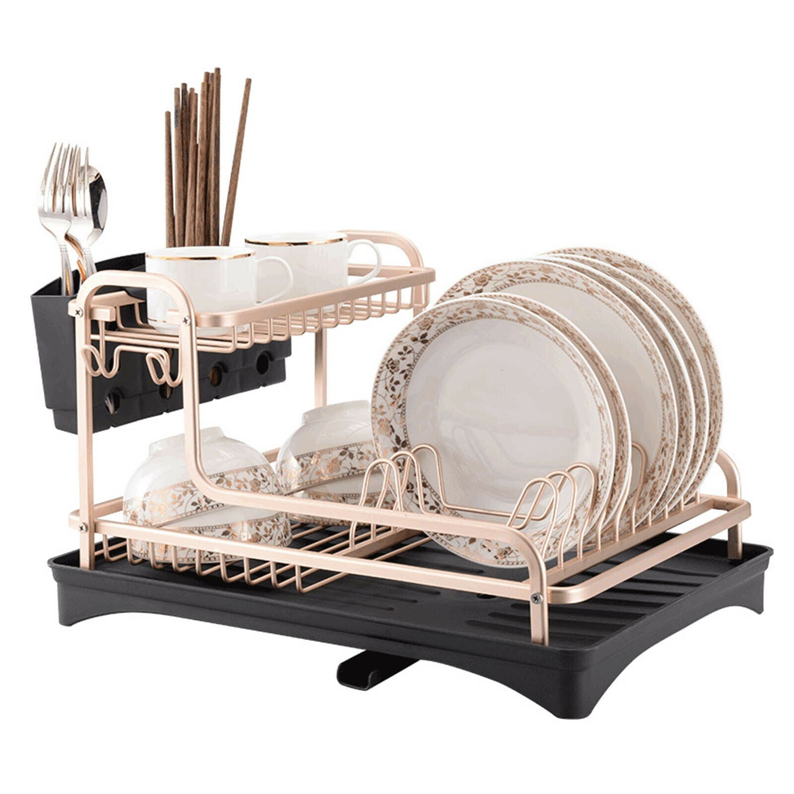 Aluminium Dish Storage Drainer Rose Gold