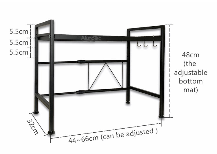 Adjustable Width & Height Microwave Shelf White