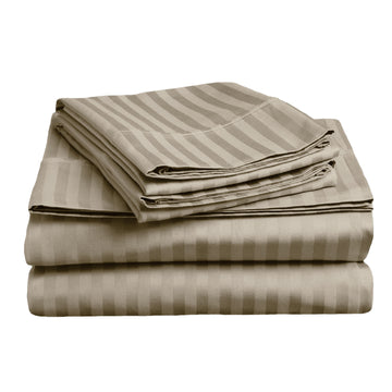 soft stripe microfibre sheet set king single taupe