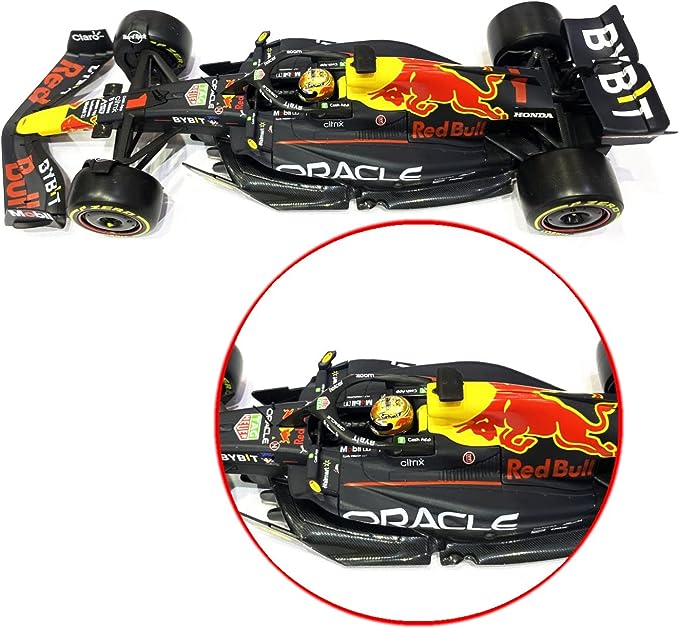 2022 F1 Drivers World Champion Max Verstappen Oracle Red Bull Honda Racing RB18 Limited Edition Winner Abu Dhabi Grand Prix Bburago Diecast Car Model with Driver Helmet, Acrylic Display Case & Car Base 1:24 Scale Size