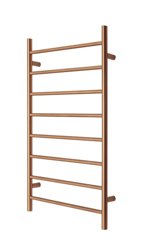 Premium Brushed Rose Gold Heated Towel Rack - 8 Bars, Round Design, AU Standard, 1000x620mm Wide