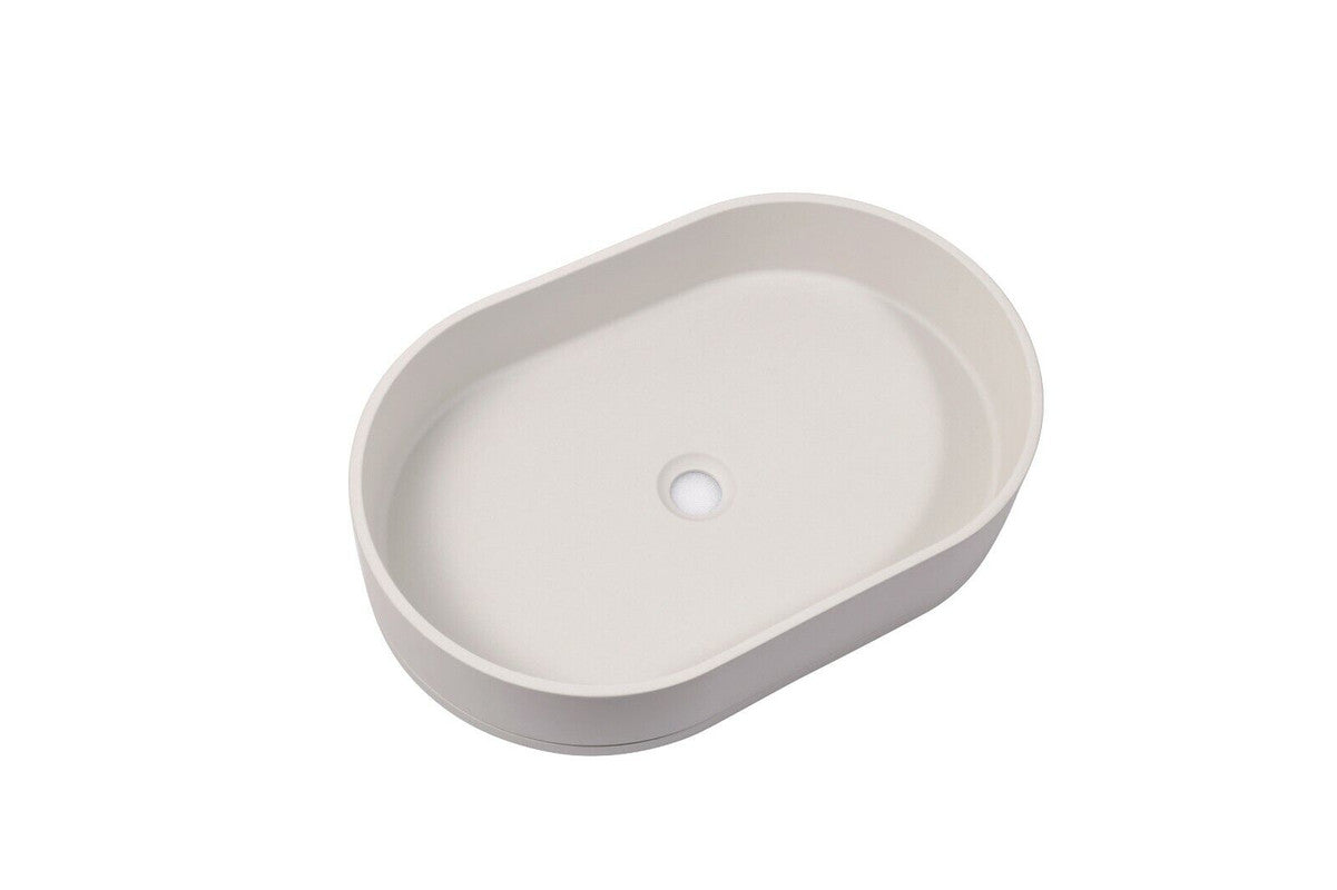 Ultra Modern Concrete Cement Wash Basin Counter Top Matte White Oval Basin