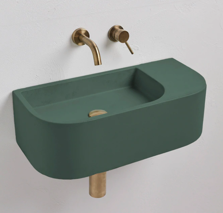 New Concrete Cement Wash Basin Counter Top Matte Lake Green Wall Hung Basin