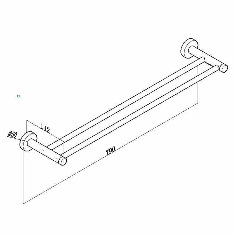 Luxurious Brushed Gold Stainless Steel 304 Towel Rack Rail - Double Bar 800mm