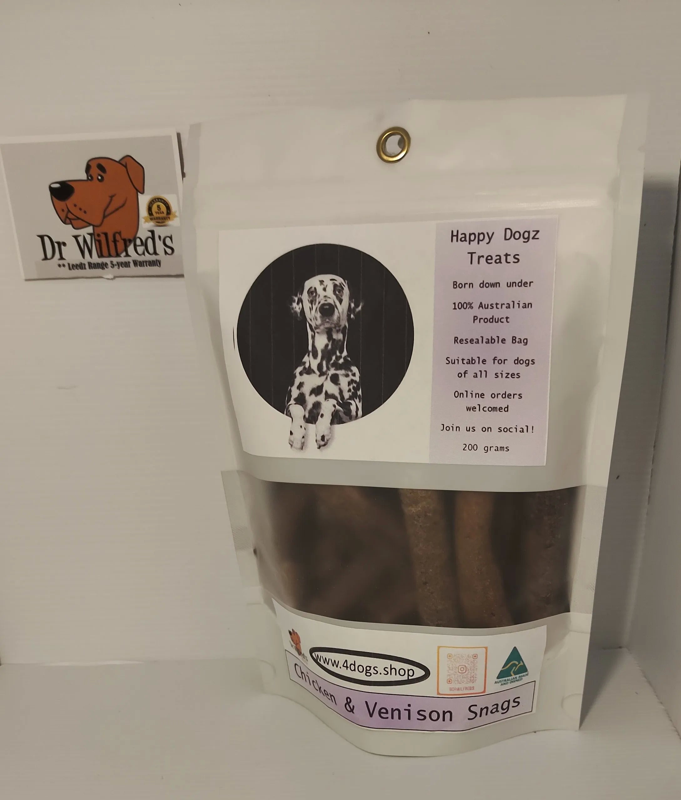 CHICKEN & VENISON SNAGS Dog treats chicken & venison 100% Australian