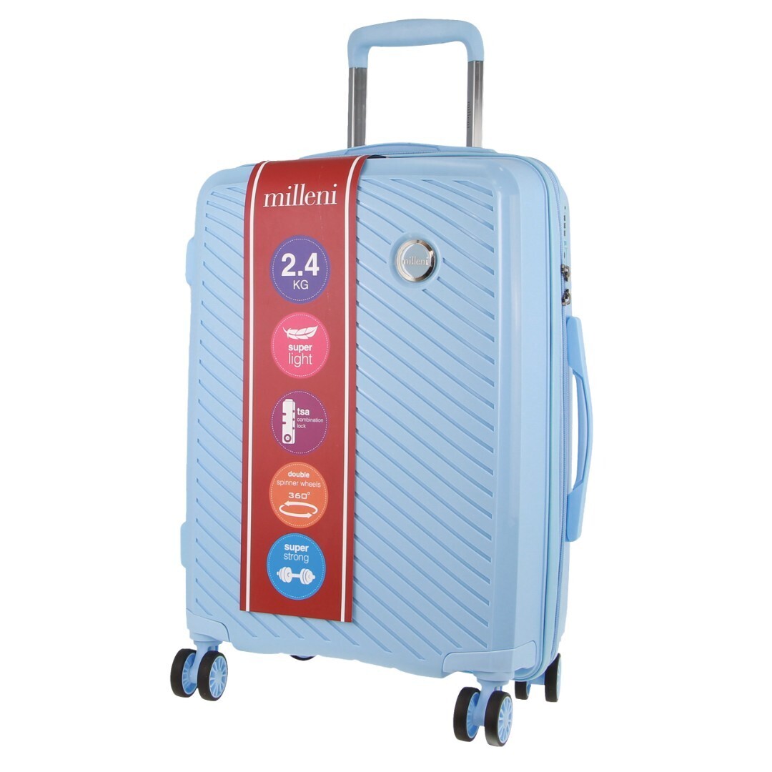 Milleni Hardshell Cabin Luggage Bag Travel Carry On Suitcase 54cm (39L) - Blue