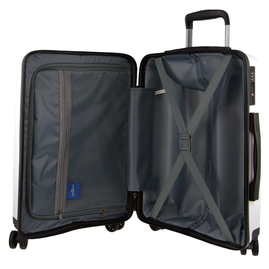 Milleni Hardshell Cabin Luggage Bag Travel Carry On Suitcase 54cm (39L) - White