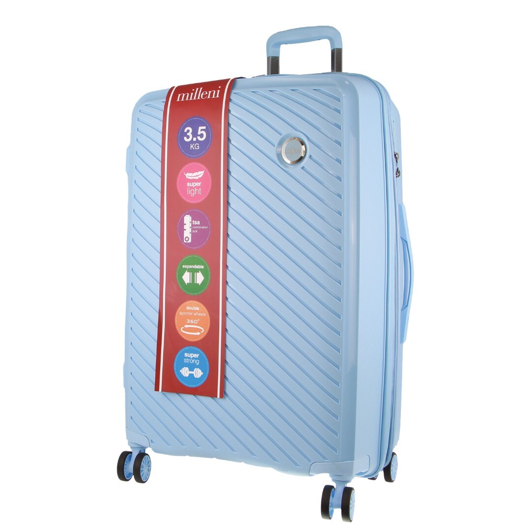 Milleni Hardshell Checked Luggage Bag Travel Suitcase 75cm (124L) - Blue