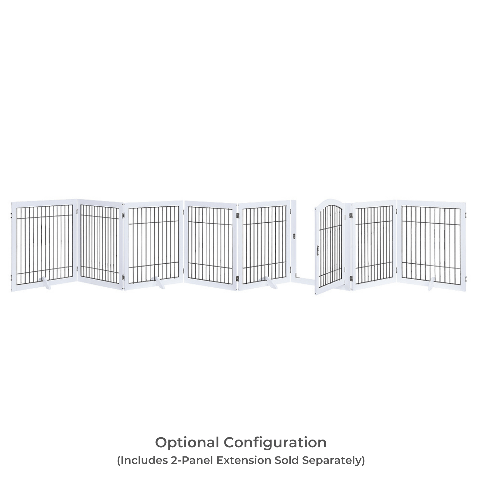 Wooden Dog Pen and Six Panel Pet Gate, White