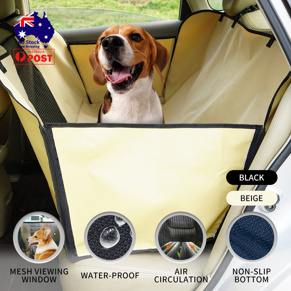 Ondoing Cargo Pet Car Boot Back Seat Cover Rear Dog Waterproof Protector Liner Mat Pad Black