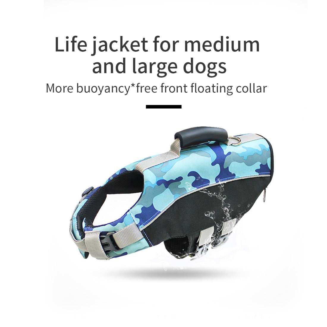 Ondoing Dog Life Jacket Lifesaver Pet Safety Vest Swimming Boating Float Aid Buoyancy