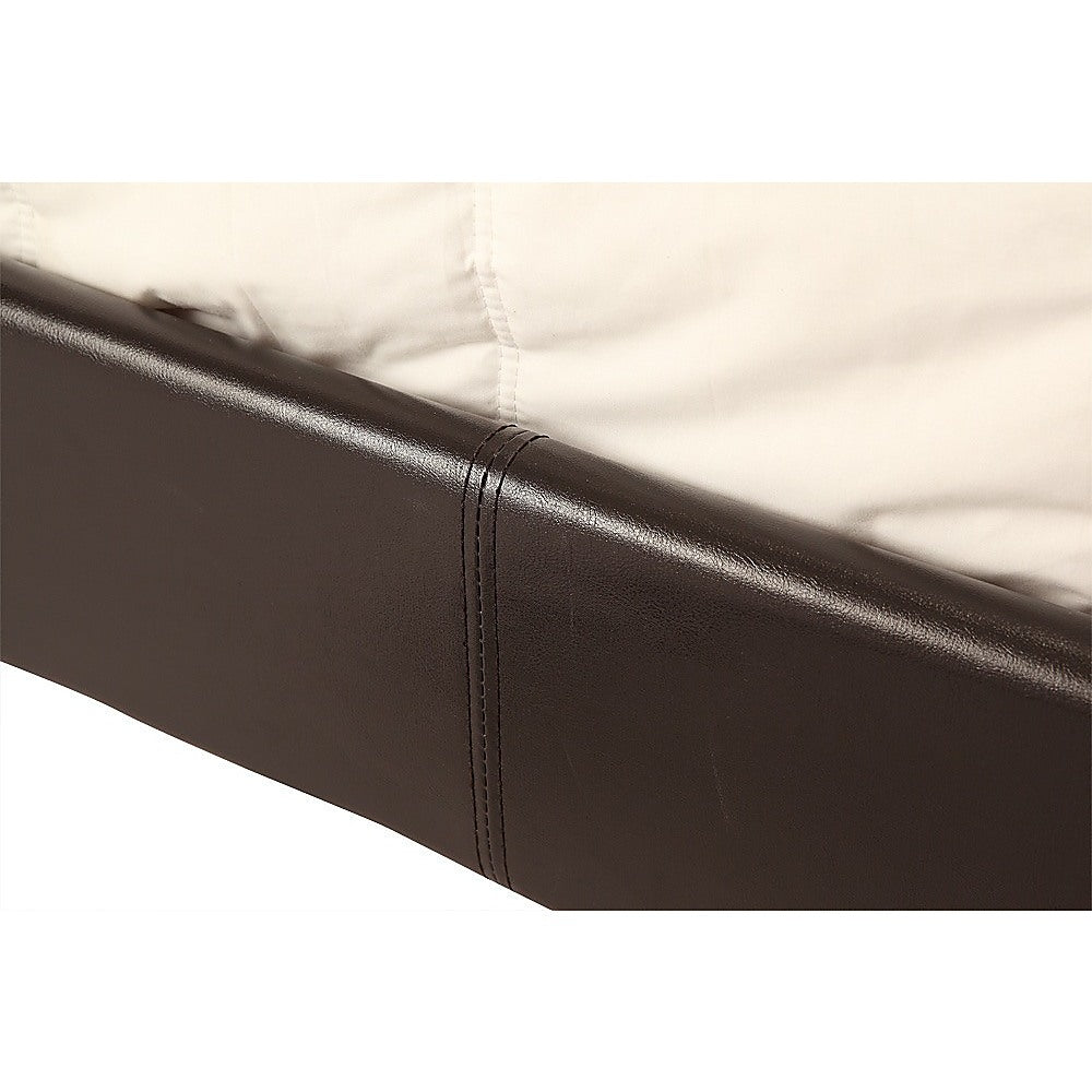 Double PU Leather Bed Frame Brown