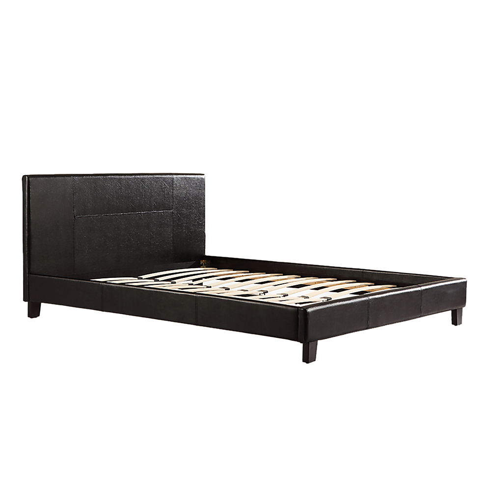 Double PU Leather Bed Frame Black