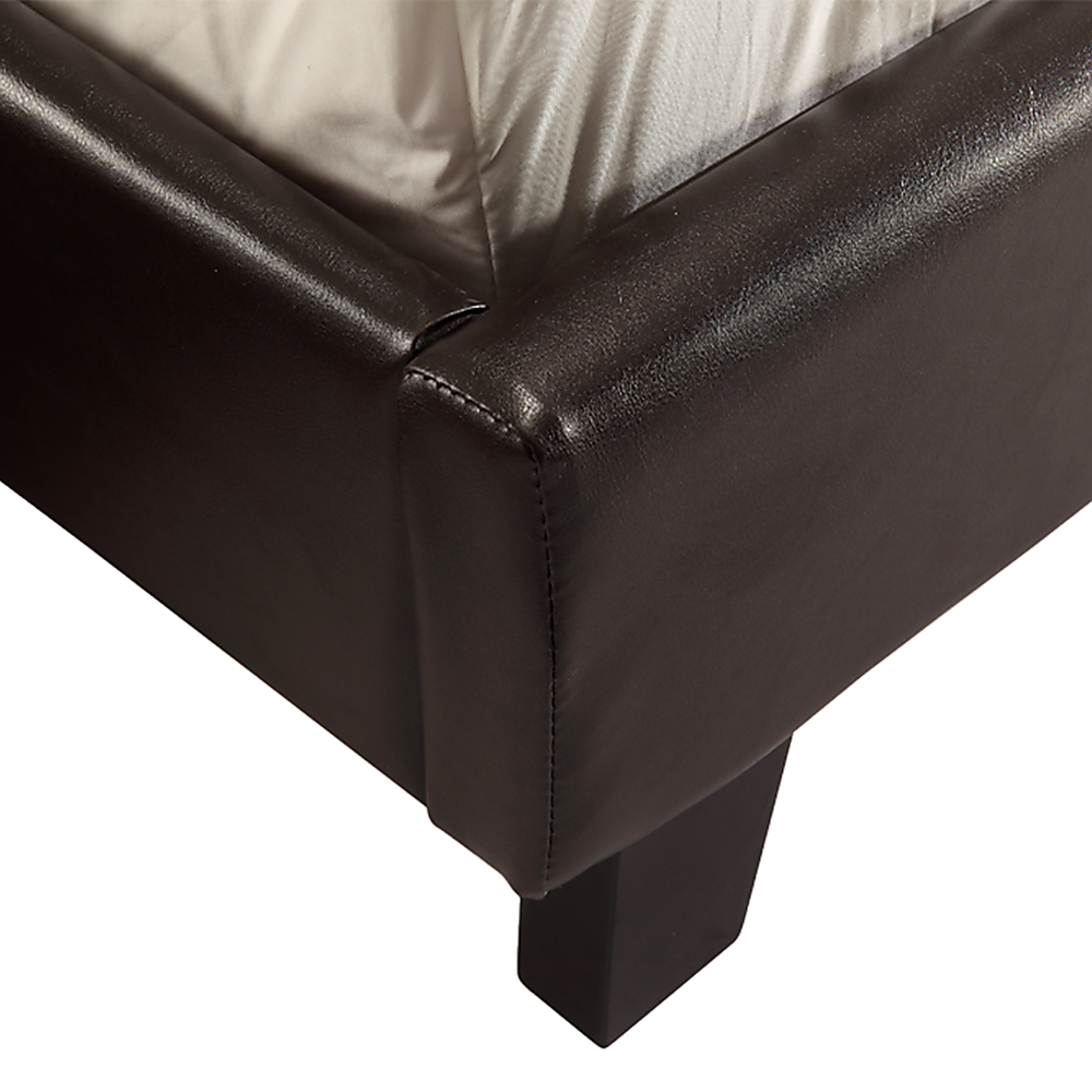 Queen PU Leather Bed Frame Brown