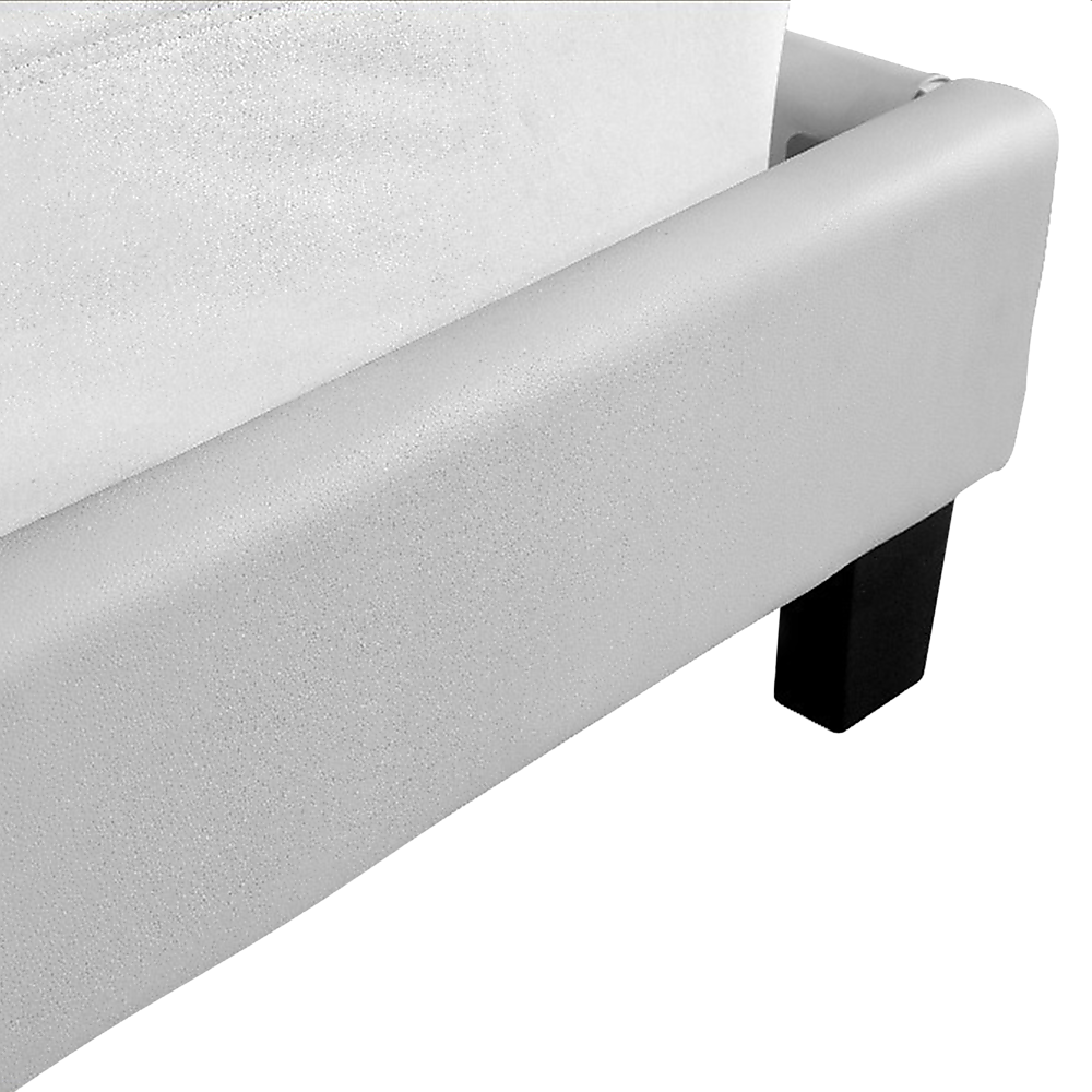 King PU Leather Bed Frame White