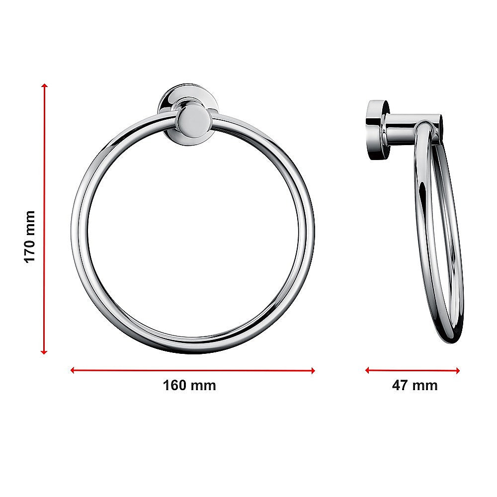 Classic Chrome Towel Bar Rail Ring Bathroom