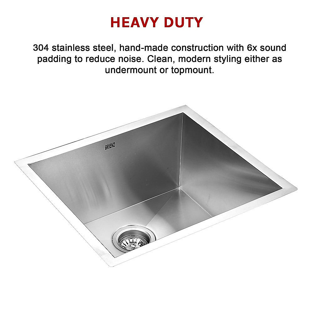 510x450mm Handmade Stainless Steel Undermount / Topmount Kitchen Laundry Sink with Waste