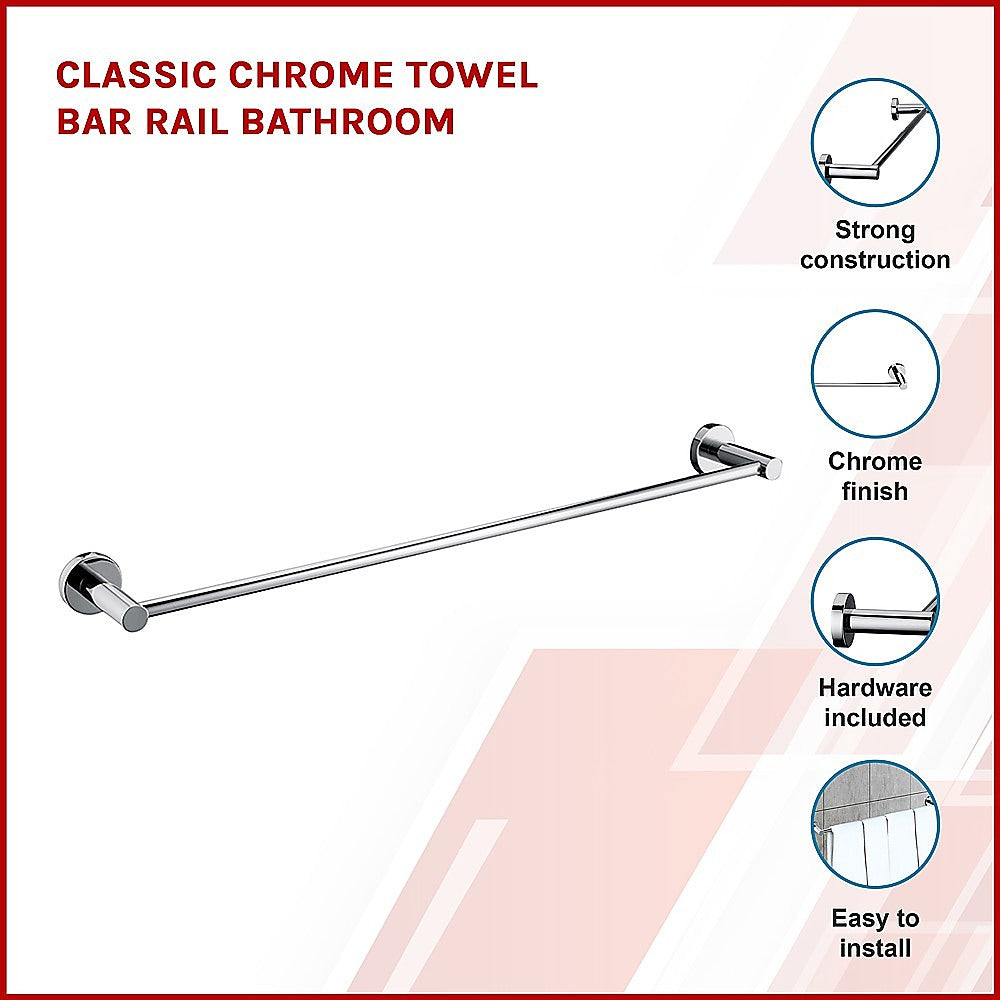 Classic Chrome Towel Bar Rail Bathroom