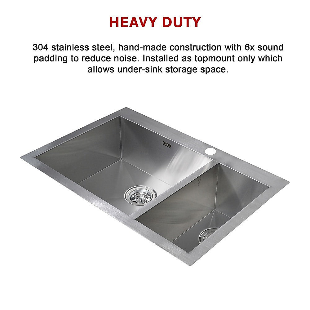 745x470mm Handmade Stainless Steel Topmount Kitchen Sink with Waste