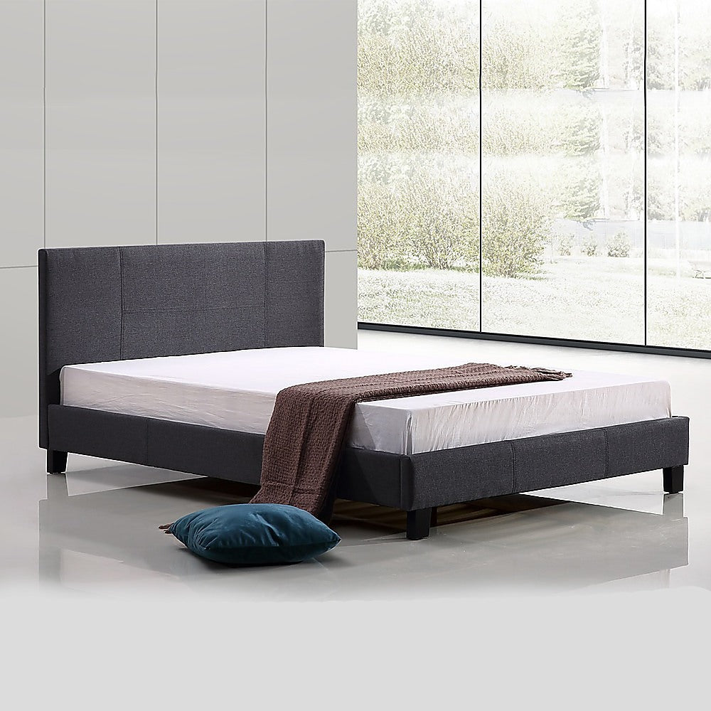 Queen Linen Fabric Bed Frame Grey