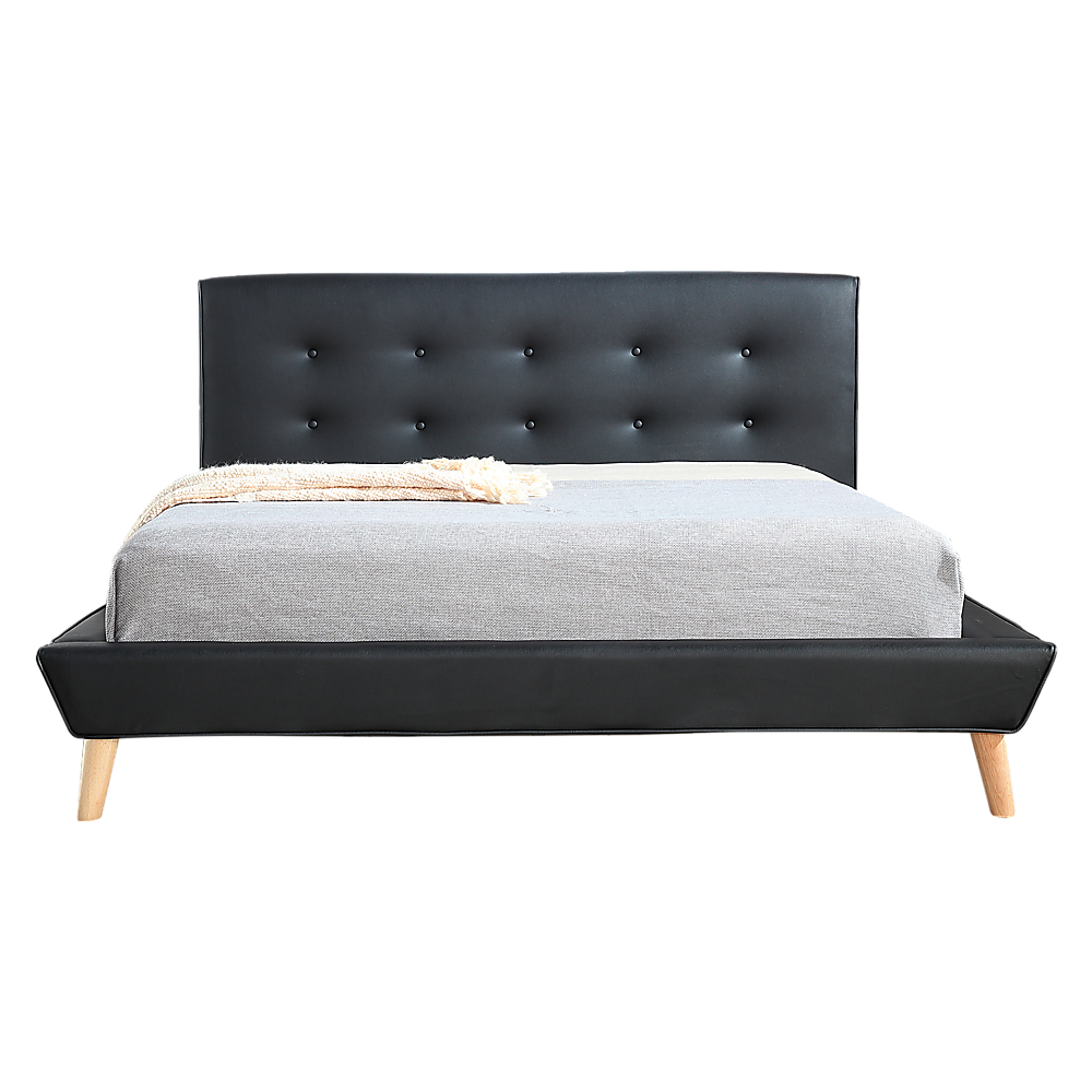 Queen PU Leather Deluxe Bed Frame Black