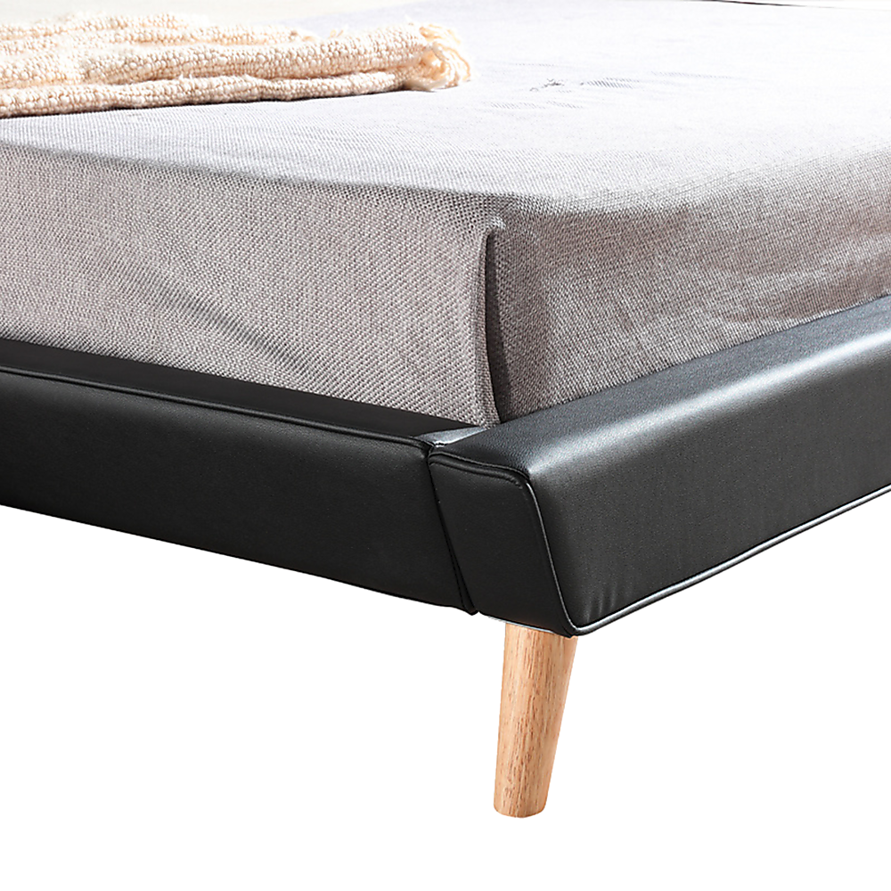 King PU Leather Deluxe Bed Frame Black