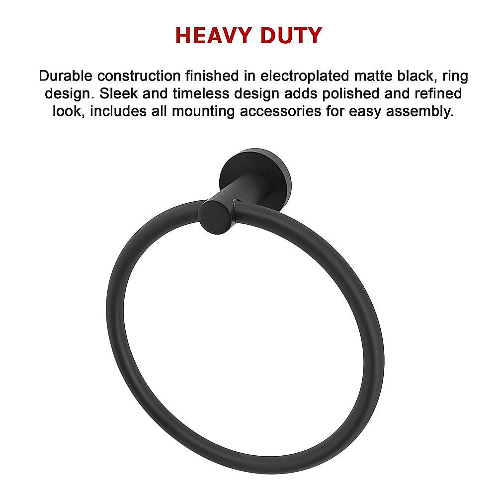 Classic Towel Bar Rail Ring Electroplated Matte Black Finish