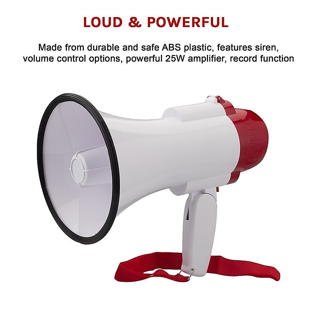 Audio Megaphone 25Watt Bull Horn with Siren