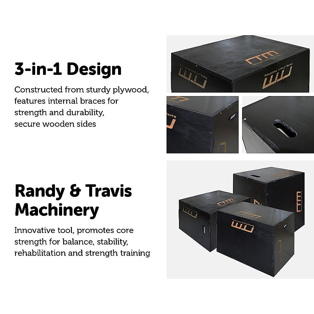 3 IN 1 Black Wood Plyo Games Plyometric Jump Box