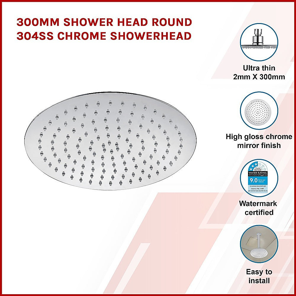 300mm Shower Head Round 304SS Chrome Showerhead