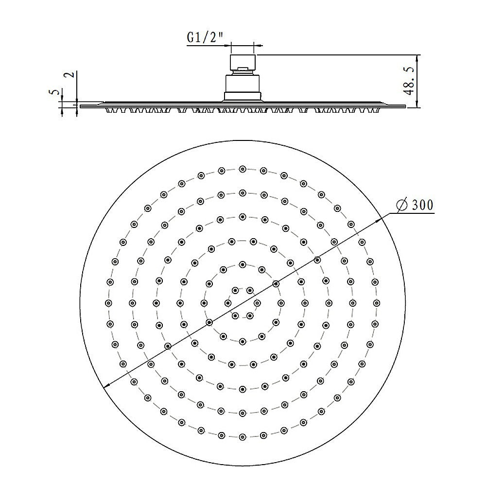 300mm Shower Head Round 304SS Chrome Showerhead