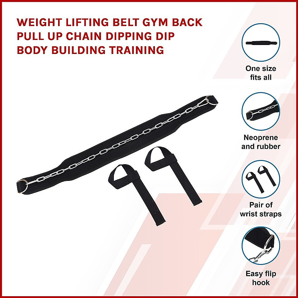 Weight Lifting Belt Gym Back Pull Up Chain Dipping Dip Body Building Training