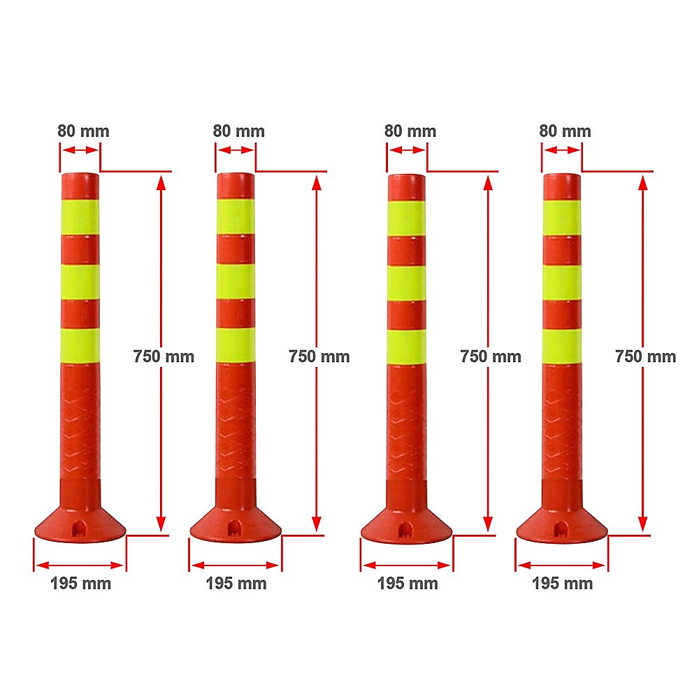 4x Plastic Traffic Bollard Barrier Post Crowd Control Safety