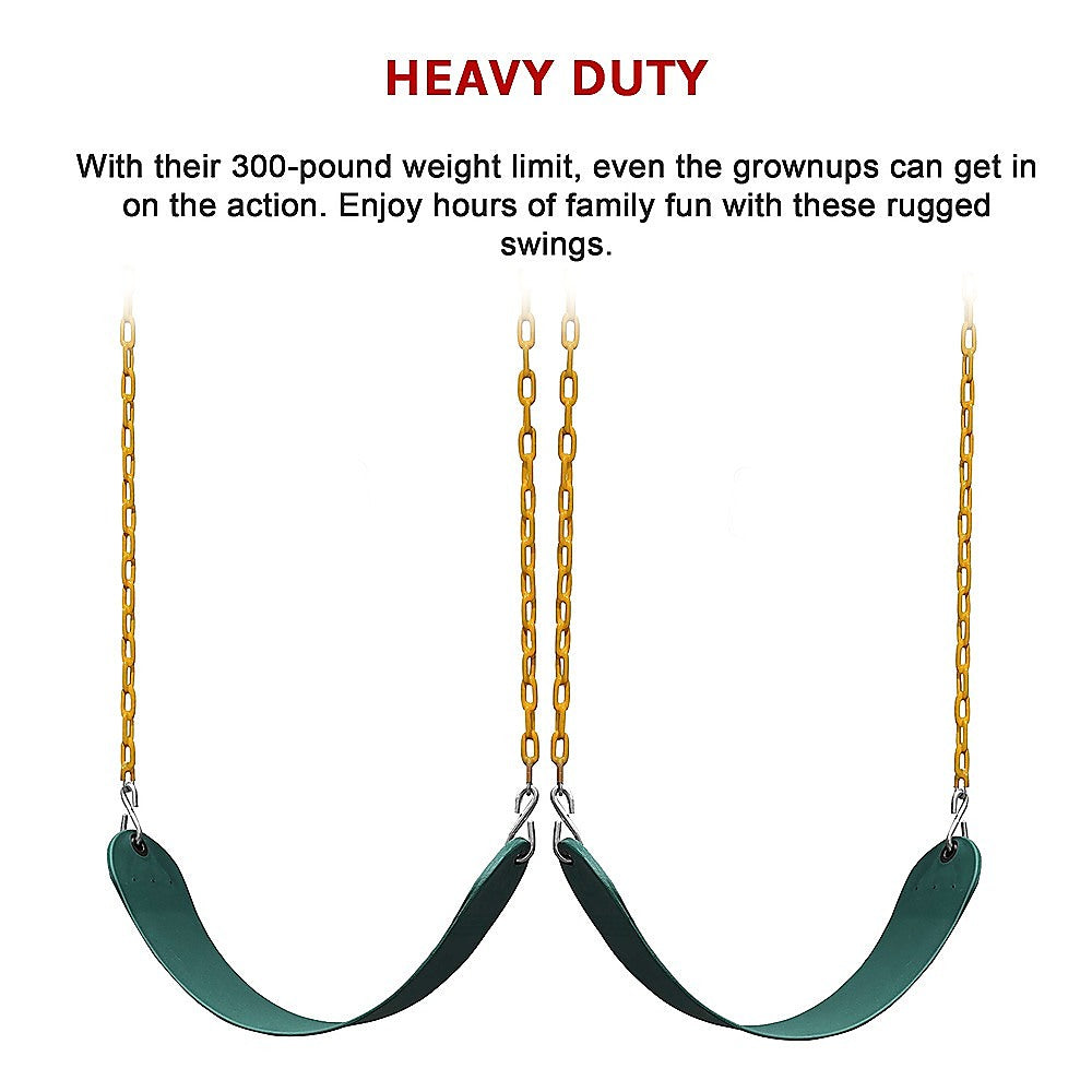 2 Pack Swings Seats Heavy Duty 66" Chain Plastic Coated Playground Swing