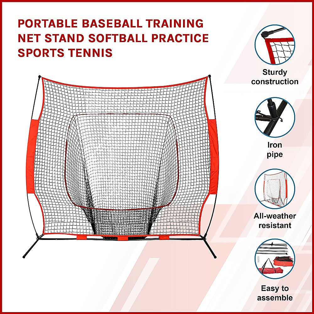 Portable Baseball Training Net Stand Softball Practice Sports Tennis