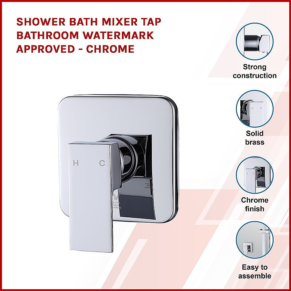 Shower Bath Mixer Tap Bathroom WATERMARK Approved - Chrome