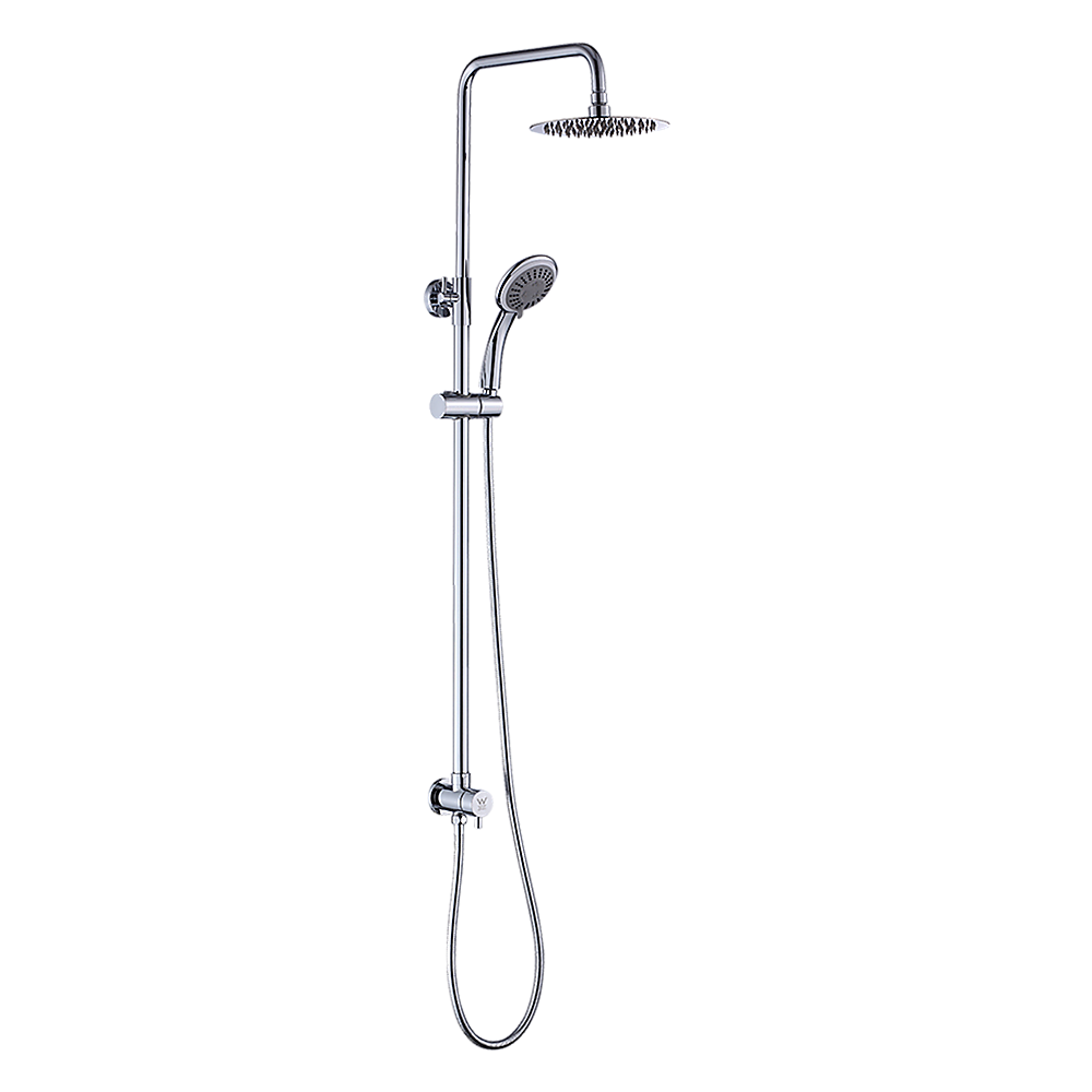 WELS 8" Rain Shower Head Set Rounded Dual Heads Faucet High Pressure Hand Held