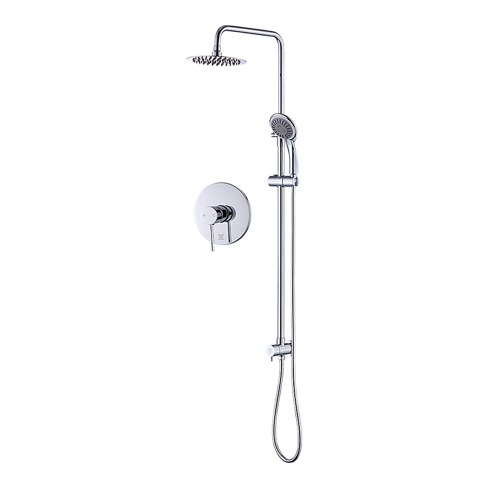 WELS 8" Rain Shower Head Set Rounded Dual Heads Faucet High Pressure With Mixer